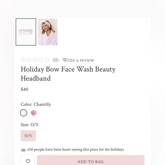 NWOT LoveShackFancy Bow Face Wash Beauty Headband Onesize retail $45 - Picture 4 of 11